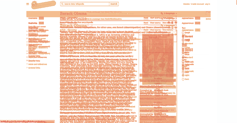 Heatmap of how often each pixel changed while the page loaded