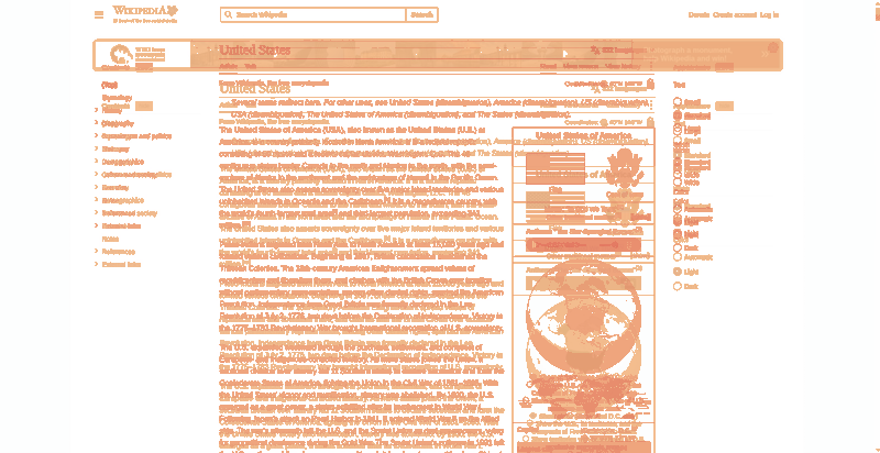 Heatmap of how often each pixel changed while the page loaded