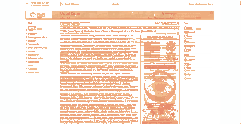 Heatmap of how often each pixel changed while the page loaded