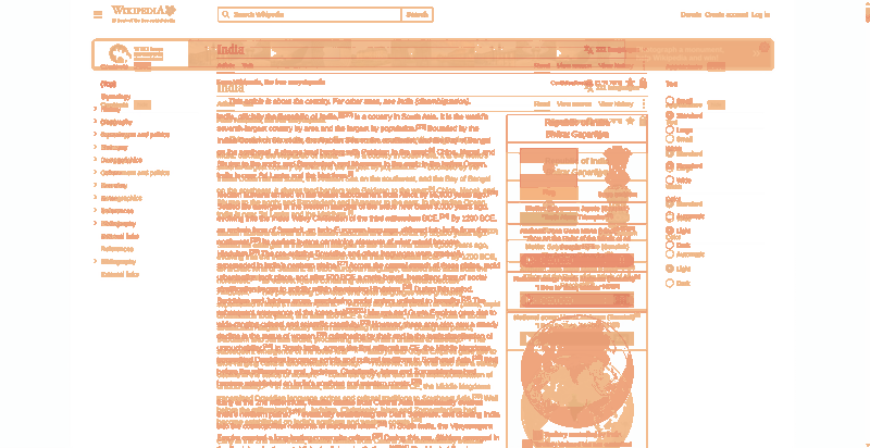 Heatmap of how often each pixel changed while the page loaded