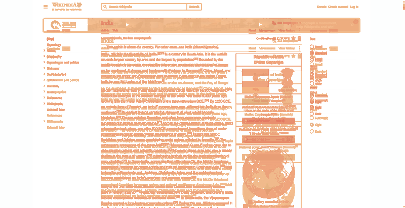 Heatmap of how often each pixel changed while the page loaded