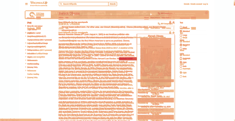 Heatmap of how often each pixel changed while the page loaded