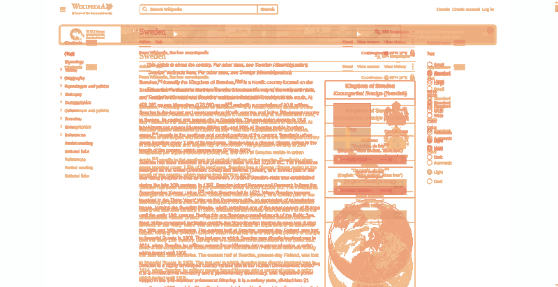 Heatmap of how often each pixel changed while the page loaded