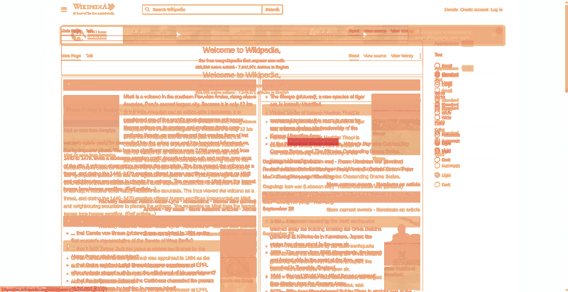 Heatmap of how often each pixel changed while the page loaded