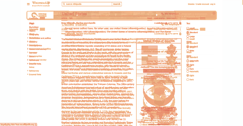Heatmap of how often each pixel changed while the page loaded
