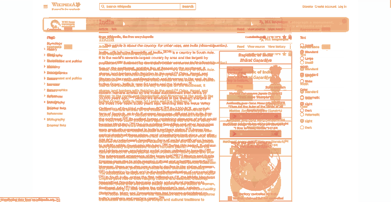 Heatmap of how often each pixel changed while the page loaded