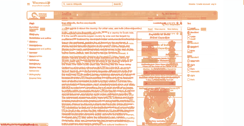 Heatmap of how often each pixel changed while the page loaded
