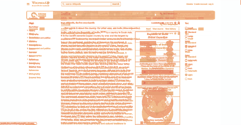 Heatmap of how often each pixel changed while the page loaded