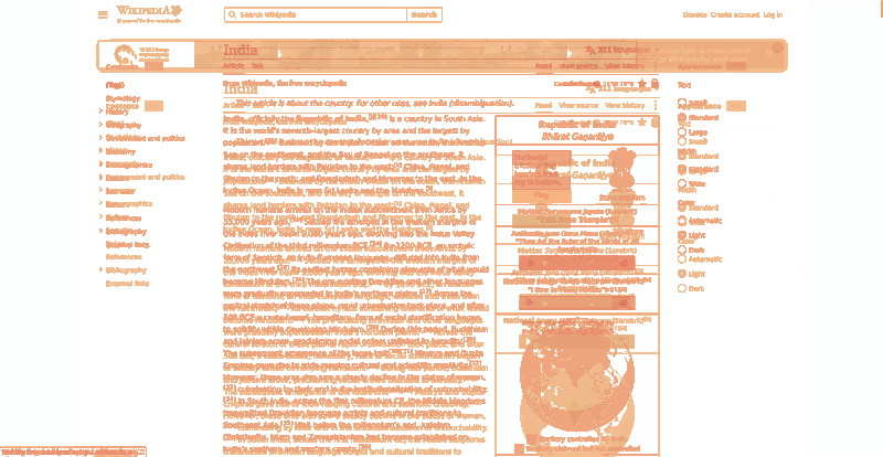 Heatmap of how often each pixel changed while the page loaded