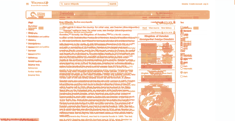Heatmap of how often each pixel changed while the page loaded