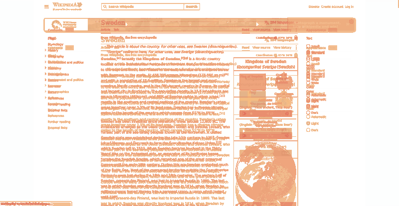 Heatmap of how often each pixel changed while the page loaded