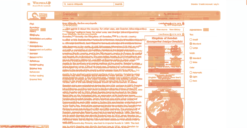 Heatmap of how often each pixel changed while the page loaded