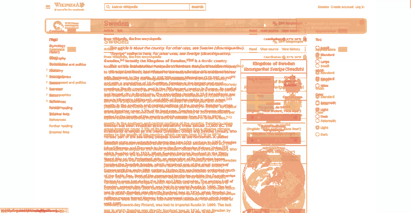 Heatmap of how often each pixel changed while the page loaded