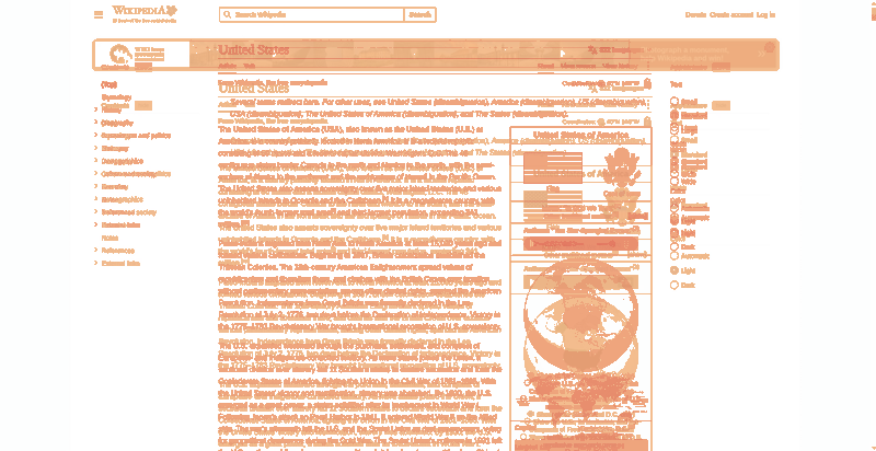 Heatmap of how often each pixel changed while the page loaded