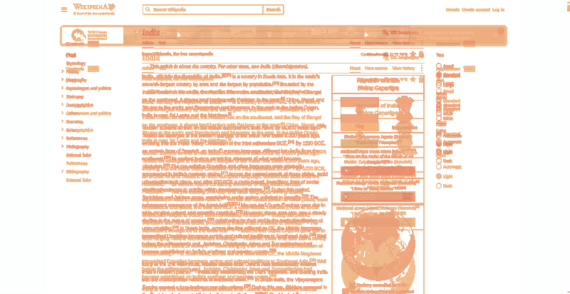 Heatmap of how often each pixel changed while the page loaded