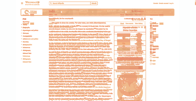 Heatmap of how often each pixel changed while the page loaded