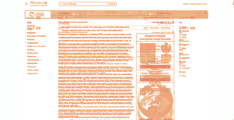 Heatmap of how often each pixel changed while the page loaded