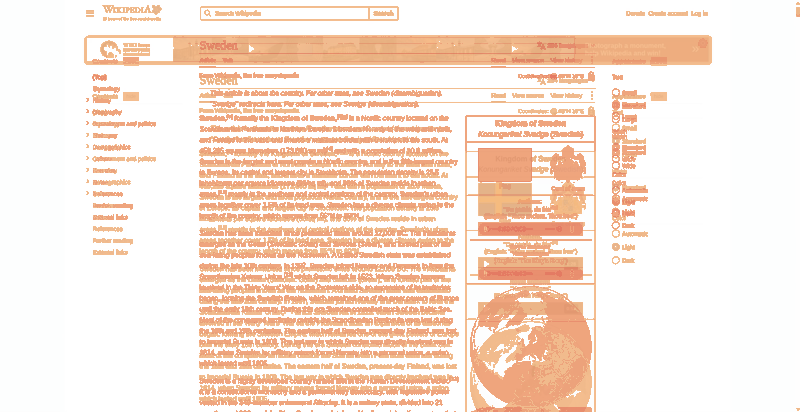 Heatmap of how often each pixel changed while the page loaded