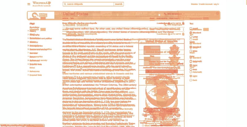Heatmap of how often each pixel changed while the page loaded