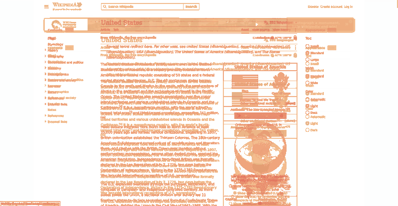 Heatmap of how often each pixel changed while the page loaded