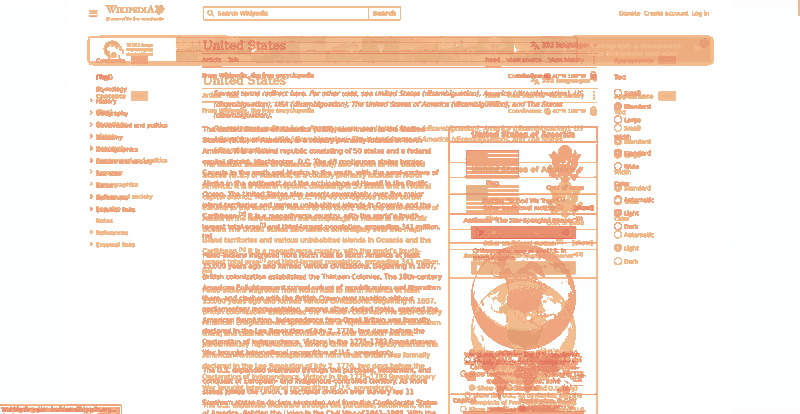Heatmap of how often each pixel changed while the page loaded