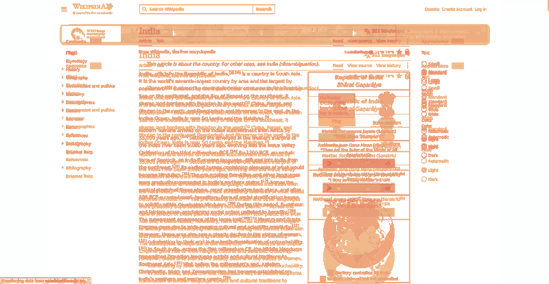 Heatmap of how often each pixel changed while the page loaded