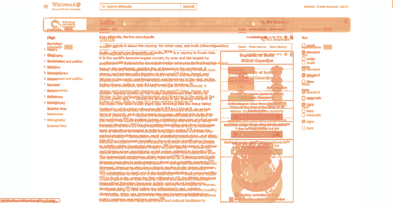 Heatmap of how often each pixel changed while the page loaded