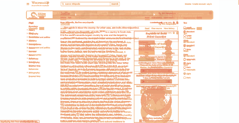 Heatmap of how often each pixel changed while the page loaded
