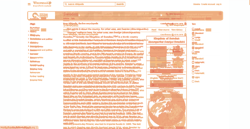 Heatmap of how often each pixel changed while the page loaded
