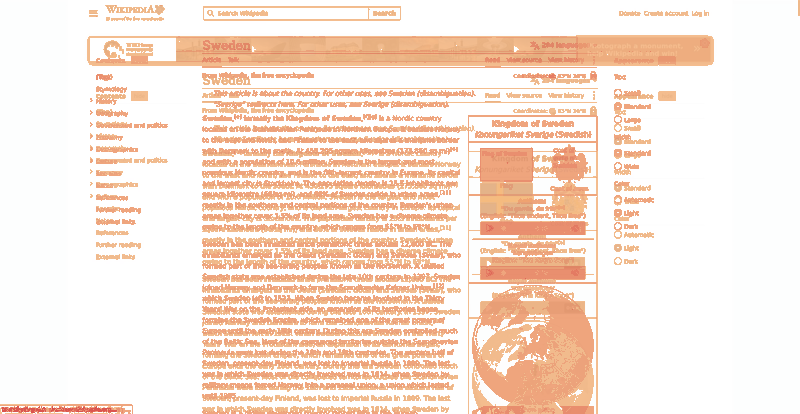 Heatmap of how often each pixel changed while the page loaded