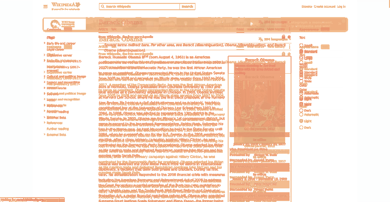 Heatmap of how often each pixel changed while the page loaded