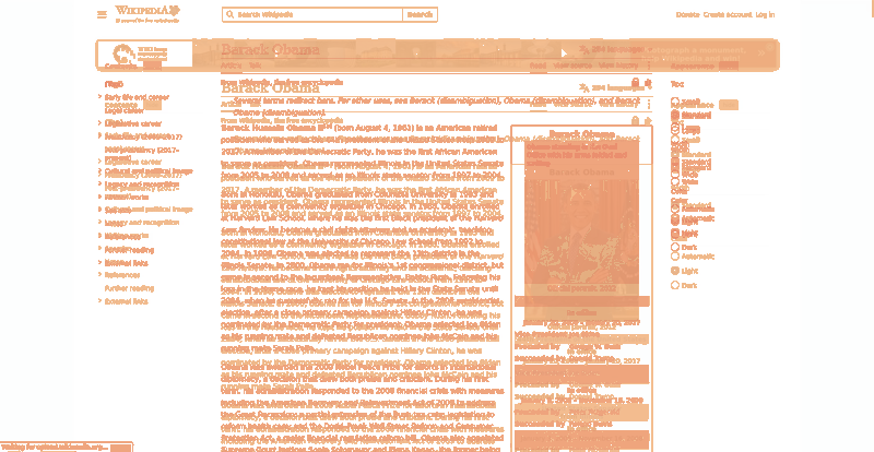 Heatmap of how often each pixel changed while the page loaded